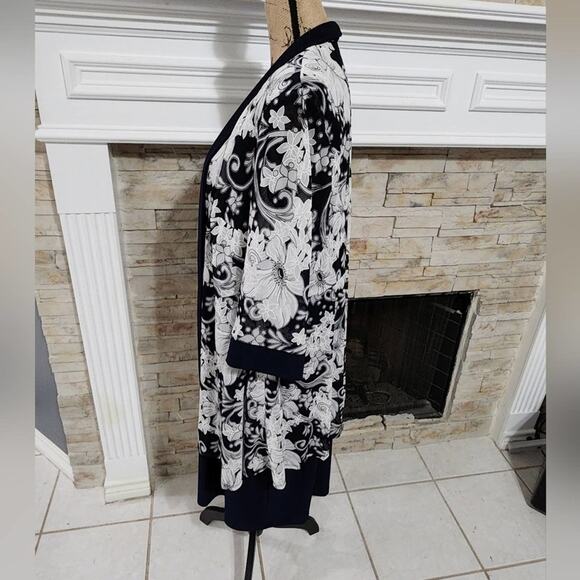 R M Richards navy and white 2 piece dress and duster length jacket plus size 20W - Picture 2 of 10